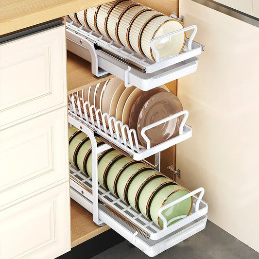 Kitchen Cabinet Sliding Storage Dish Rack