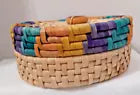 Multicolored Lidded Tortilla WARMER Woven Basket Container Keeper